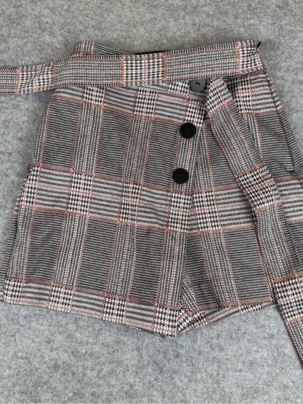 Express Plaid Belted Wrap Skort Glen Check Asymmetrical Mini Size 00